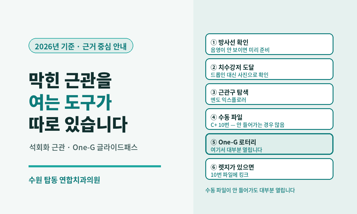 수원 신경치료 - 석회화 근관의 한계 및 극복 (2026년 기준)